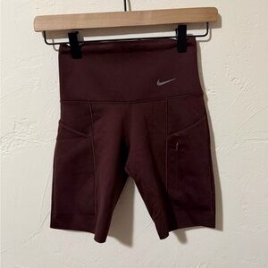 Nike Women's High-Rise Brown Bike Shorts with Pockets